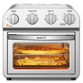 Geek Chef Kithchen Air Fryer Toaster Oven Combo, 4 Slice Toaster Convection Air Fryer Oven Warm, Broil, Toast, Bake, Air Fry, Oil-Free, Accessories Included, Stainless Steel, Silver